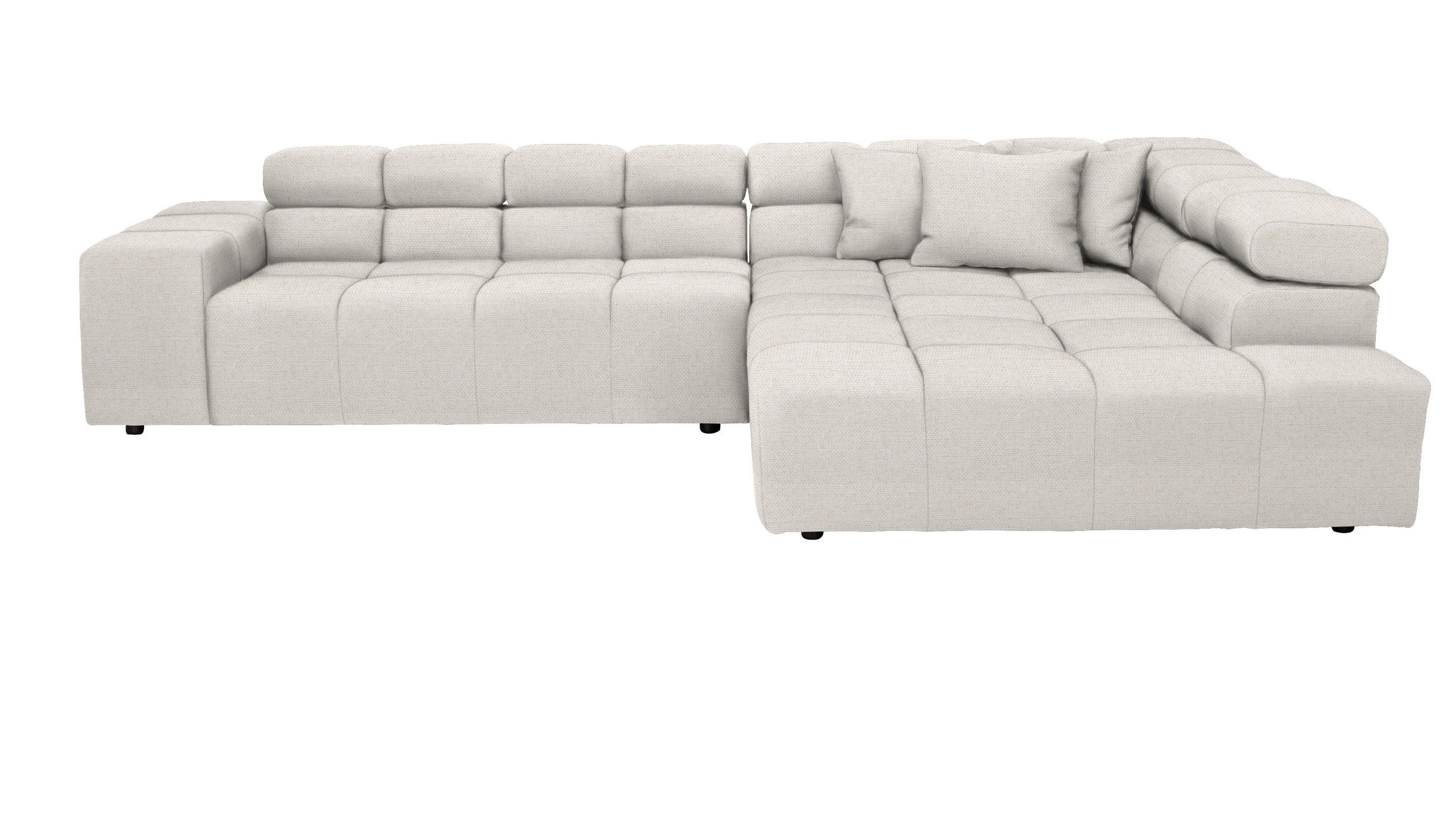 ECKSOFA in Flachgewebe Beige  317/213 cm  - Beige/Schwarz, Design, Kunststoff/Textil (317/213cm) - Hom`in