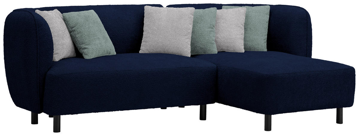 ECKSOFA Uma in Chenille Blau  236/148 cm  - Blau/Beige, Design, Holz/Textil (236/148cm) - Lomoco