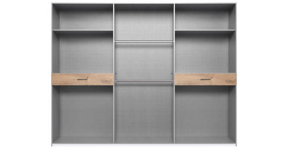 DREHTÜRENSCHRANK  in Weiß, Plankeneiche  - Plankeneiche/Schwarz, KONVENTIONELL, Glas/Holzwerkstoff (270/208/58cm) - Carryhome