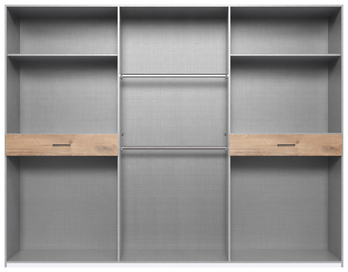 DREHTÜRENSCHRANK 270/208/58 cm 10-türig Weiß, Plankeneiche  - Plankeneiche/Schwarz, KONVENTIONELL, Glas/Holzwerkstoff (270/208/58cm) - Boxxx