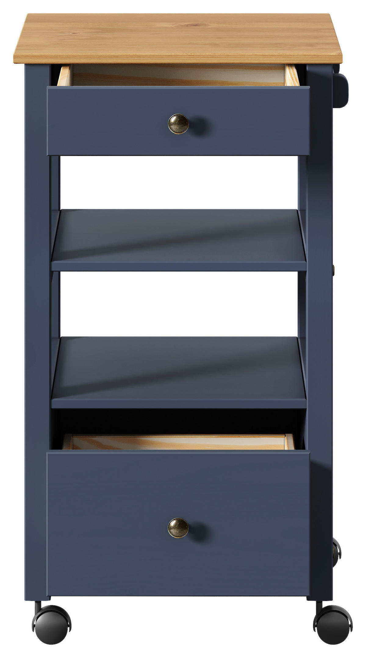 SERVIERWAGEN Kiefer massiv Braun, Grau  - Dunkelgrau/Zinkfarben, MODERN, Holz/Kunststoff (50/90,6/40cm) - Livetastic