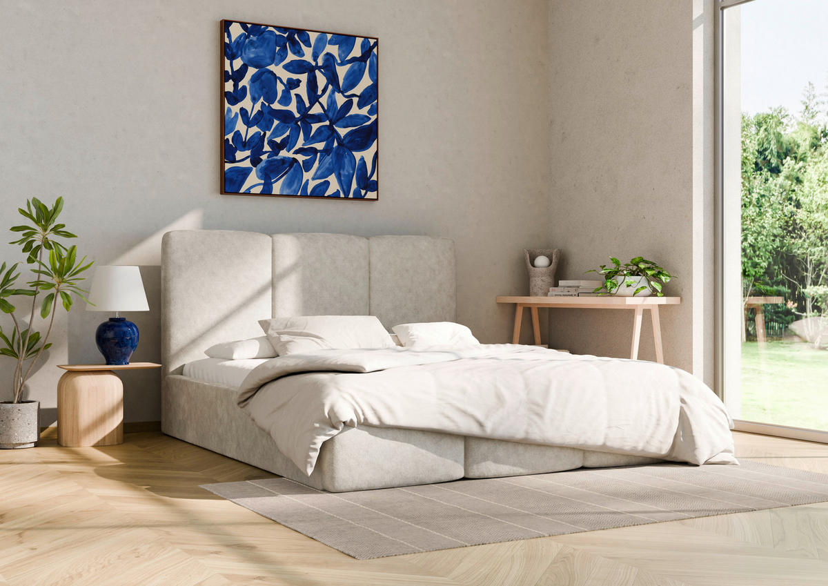 POLSTERBETT 120/200 cm,  in Naturfarben, Lattenrost, Bettkasten,  - Schwarz/Naturfarben, Design, Holz/Textil (120/200cm) - Boxxx