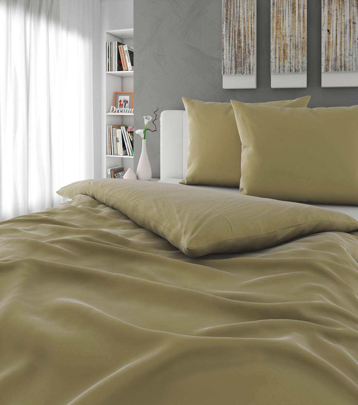 BETTWÄSCHESET Mavie Satin 200/210 cm  65 cm/100 cm  - Grün, Konventionell, Textil (200/210cm) - Novel