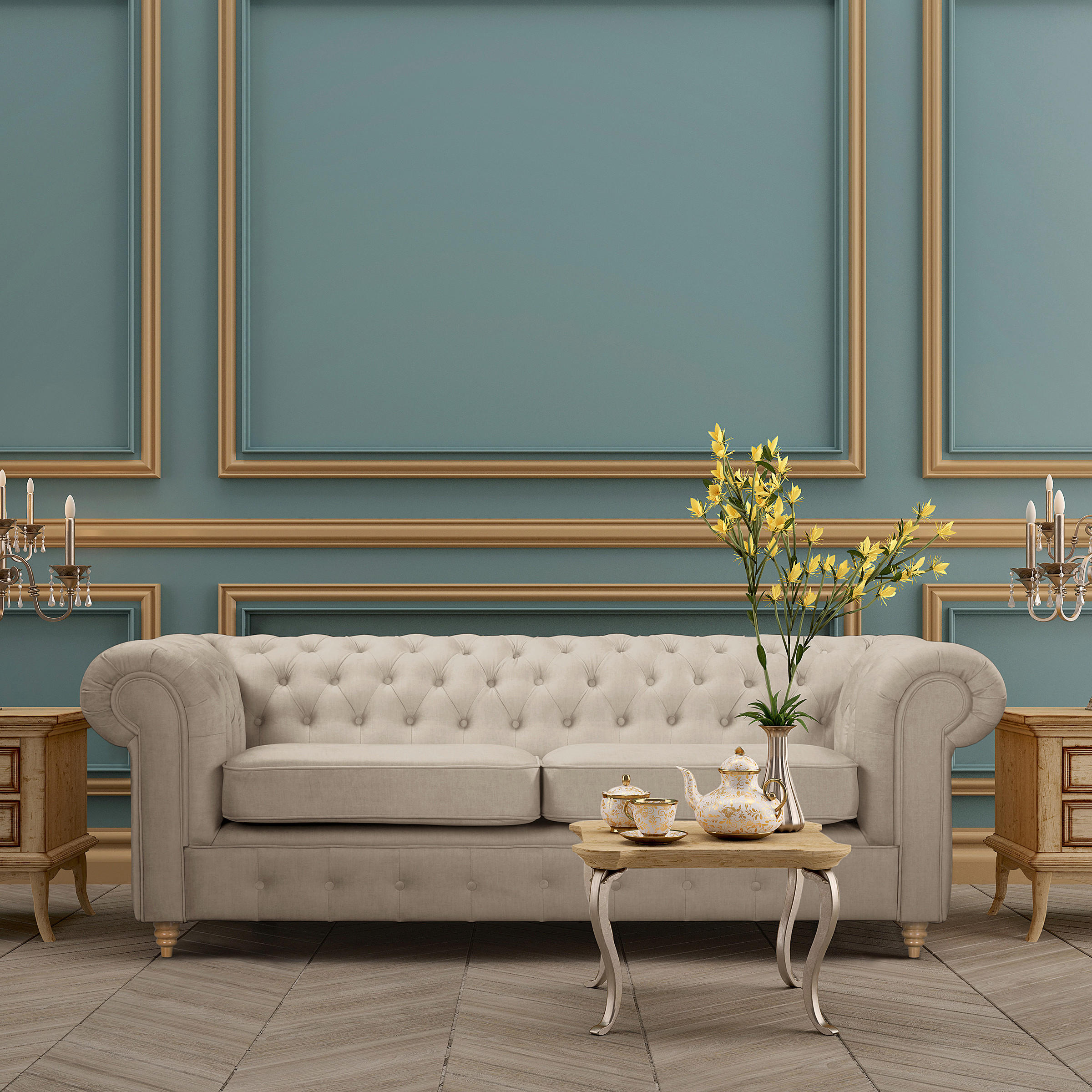 3-SITZER-SOFA Laura Mikrofaser Taupe  - Taupe/Braun, Design, Holz/Textil (218/75/91cm) - P & B