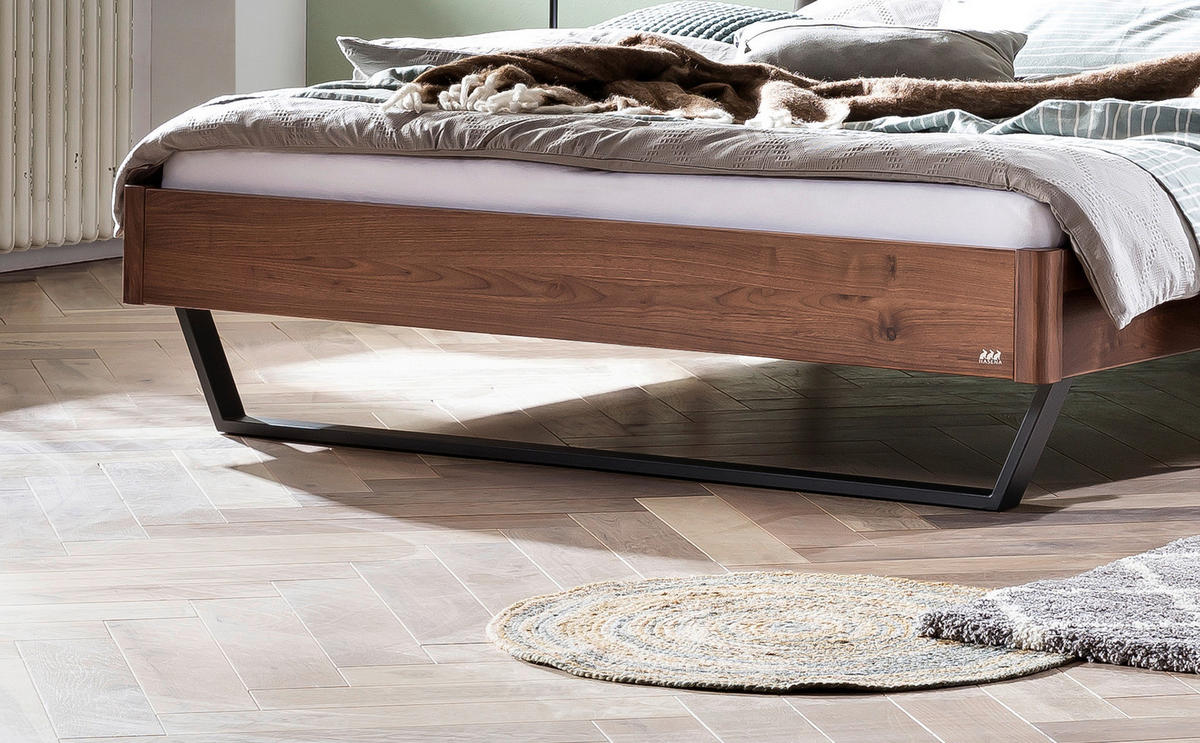 BETT 140/200 cm  in Anthrazit, Nussbaumfarben, Dunkelgrau   - Dunkelgrau/Anthrazit, Modern, Holz/Textil (140/200cm) - Hasena
