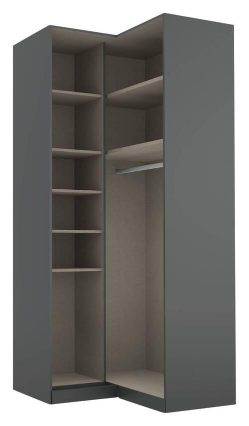 ECKKLEIDERSCHRANK 100/229/102 cm  - Alufarben/Grau, Modern, Holzwerkstoff (100/229/102cm) - Rauch Möbel
