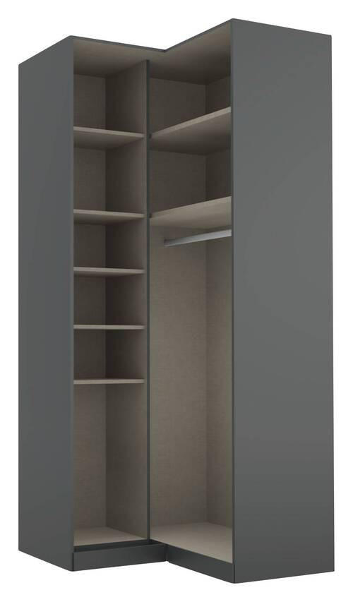 ECKKLEIDERSCHRANK 100/229/102 cm  - Alufarben/Grau, MODERN, Holzwerkstoff (100/229/102cm) - Rauch Möbel
