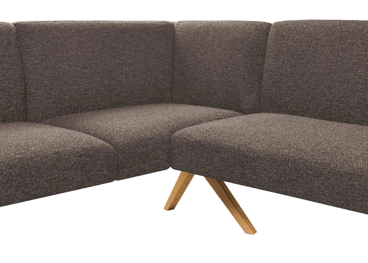ECKBANK 238/172 cm Webstoff Braun Eiche vollmassiv   - Eichefarben/Braun, KONVENTIONELL, Holz/Textil (238/172cm) - Linea Natura
