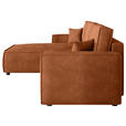 ECKSOFA Rostfarben Cord Zierkissen, Rückenkissen, Bettkasten, Schlaffunktion, Rücken echt, Liegefläche im Originalstoff  - Rostfarben/Schwarz, MODERN, Kunststoff/Textil (190/280cm) - Carryhome