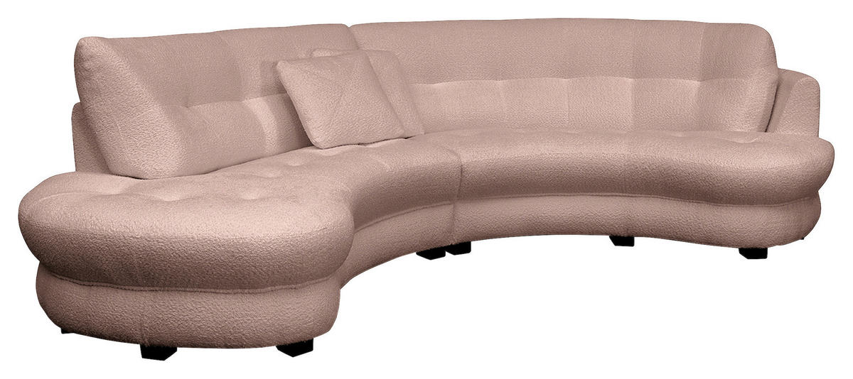 ECKSOFA in Bouclé Rosa  - Weiss/Schwarz, Design, Kunststoff/Textil (113/300cm) - Livetastic