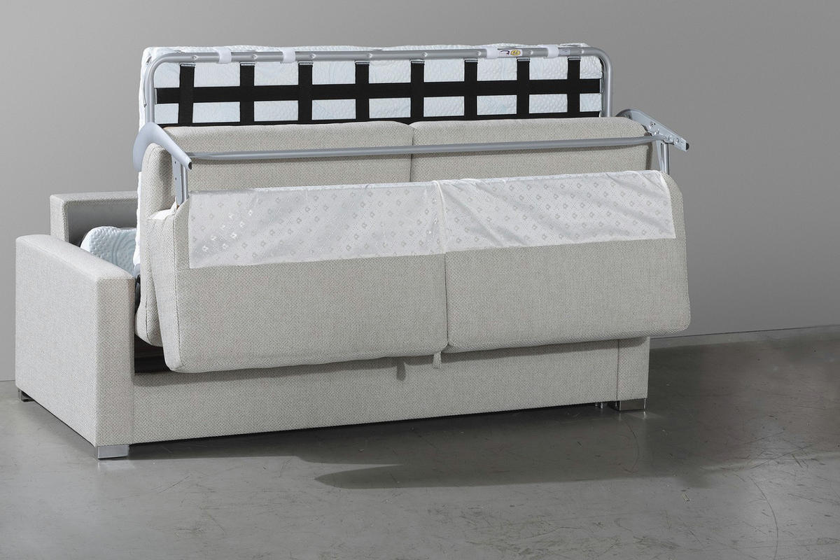 KANAPÉÁGY textil natúr színű  - krómszínű/natúr színű, Konventionell, textil/fém (208/86/97cm) - Novel