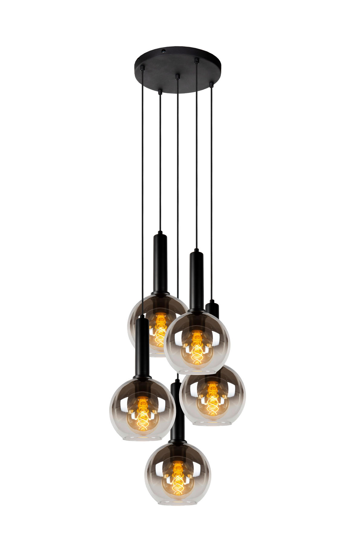 HÄNGELEUCHTE Marius 55/55/150 cm   - Schwarz, Design, Glas (55/55/150cm) - Lucide