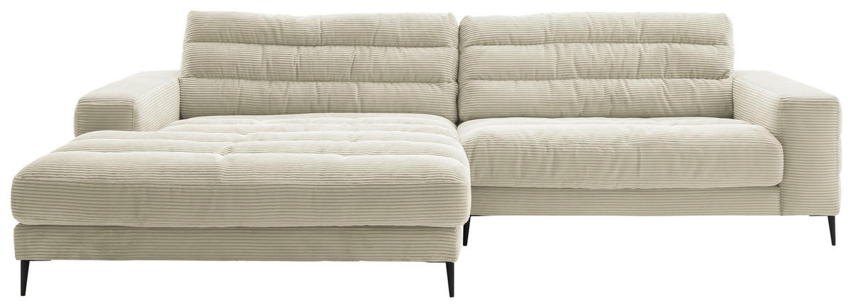 ECKSOFA in Cord Naturfarben  - Schwarz/Naturfarben, Design, Textil/Metall (207/296cm) - Dieter Knoll