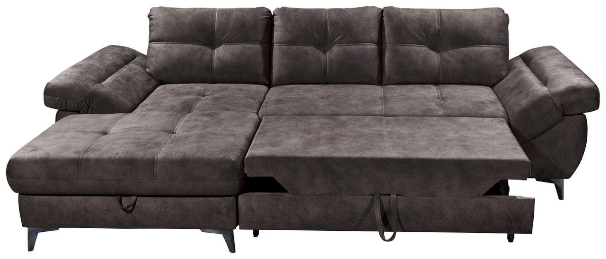 SAROKKANAPÉ textil sötétbarna  - ezüst/sötétbarna, Konventionell, műanyag/textil (170/288cm) - MID.YOU