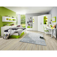 ECKKLEIDERSCHRANK 150/210/128 cm Weiß, Hellgrün  - Weiß/Hellgrün, Design, Holzwerkstoff (150/210/128cm) - Venda