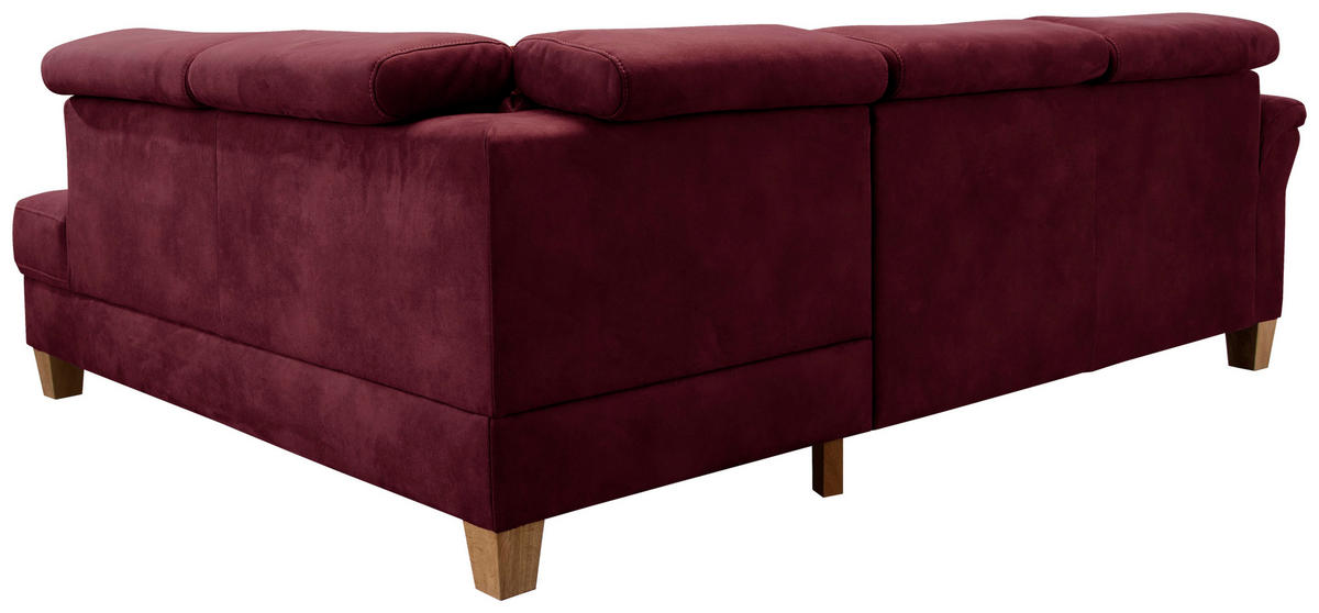 ECKSOFA in Mikrofaser Bordeaux  - Eichefarben/Bordeaux, Konventionell, Holz/Textil (194/245cm) - Sit & More