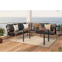 DINING-LOUNGESET 4-teilig  - Dunkelgrau/Naturfarben, Basics, Glas/Textil (265,5/80/205,5cm) - Ambia Garden