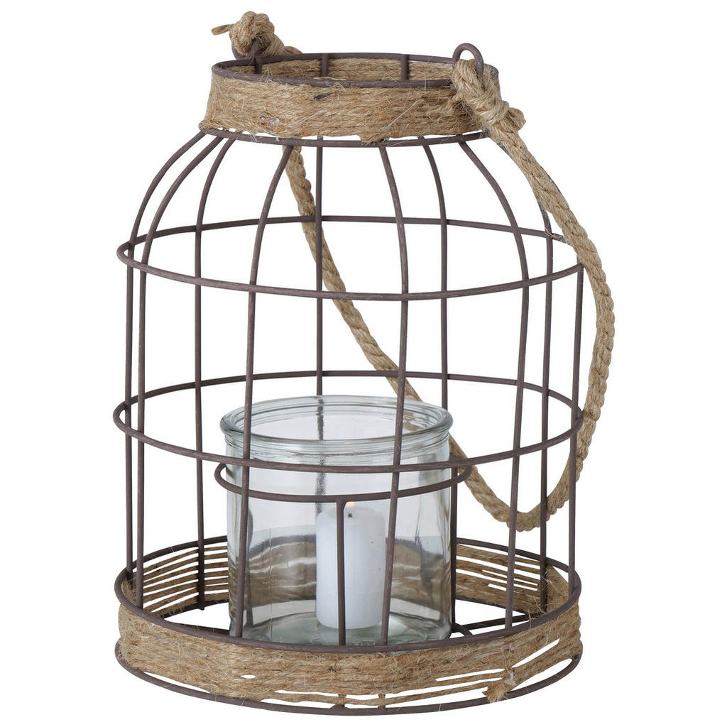 Windlicht Metall Naturfarben/ Schwarz Ø 20 Cm