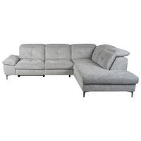 ECKSOFA Grau Webstoff Rücken echt, Relaxfunktion  - Schwarz/Grau, KONVENTIONELL, Textil/Metall (288/225cm) - Carryhome