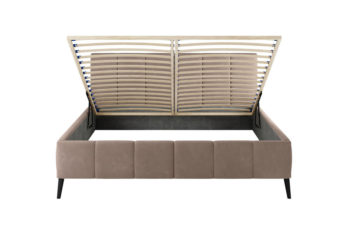 POLSTERBETT 180/200 cm  in Hellbraun  - Hellbraun/Schwarz, Trend, Holz/Textil (180/200cm) - home24