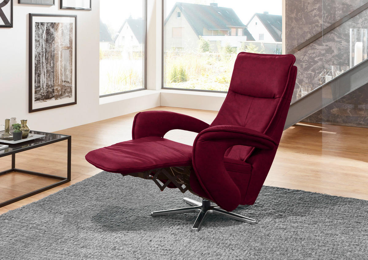 RELAXSESSEL Mikrofaser Kopfteilverstellung    - Bordeaux, Design, Textil/Metall (77/110/87cm) - Valdera