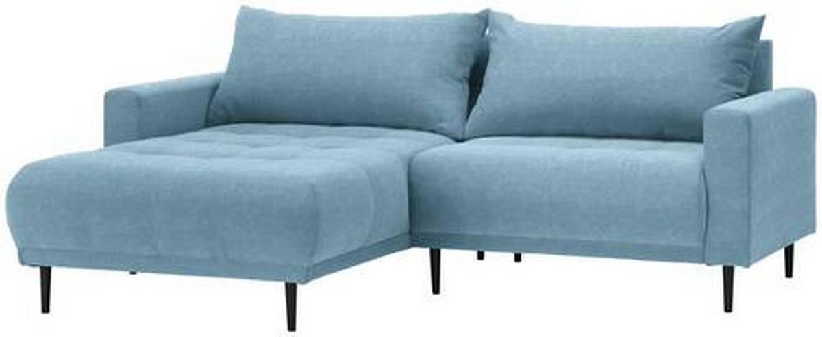 ECKSOFA in Flachgewebe Blau  - Blau/Schwarz, Design, Holz/Textil (160/215cm) - Stylife