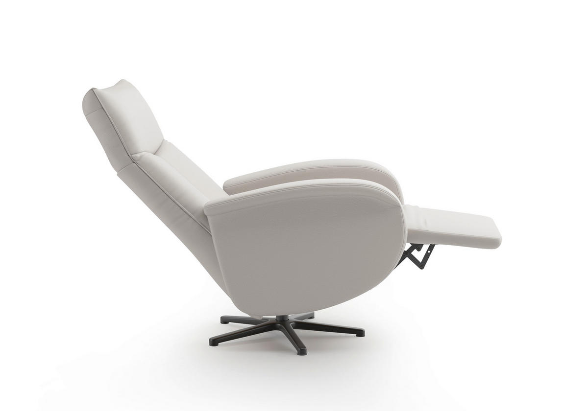 DREHSTUHL Hellgrau  - Hellgrau/Schwarz, MODERN, Leder/Metall (75/112/82cm) - Sit & More