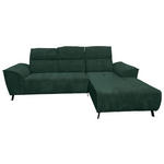 ECKSOFA Dunkelgrün Cord Rücken echt, Kopfteilverstellung, Sitzvorzug  - Dunkelgrün/Schwarz, KONVENTIONELL, Textil/Metall (290/196cm) - Carryhome