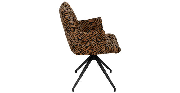 ARMLEHNSTUHL  , Stoffauswahl, Sitzfläche 360° drehbar, automatische Rückholfunktion  , Jacquard  ,  - Schwarz/Braun, Design, Textil/Metall (59/89,5/63cm) - Novel