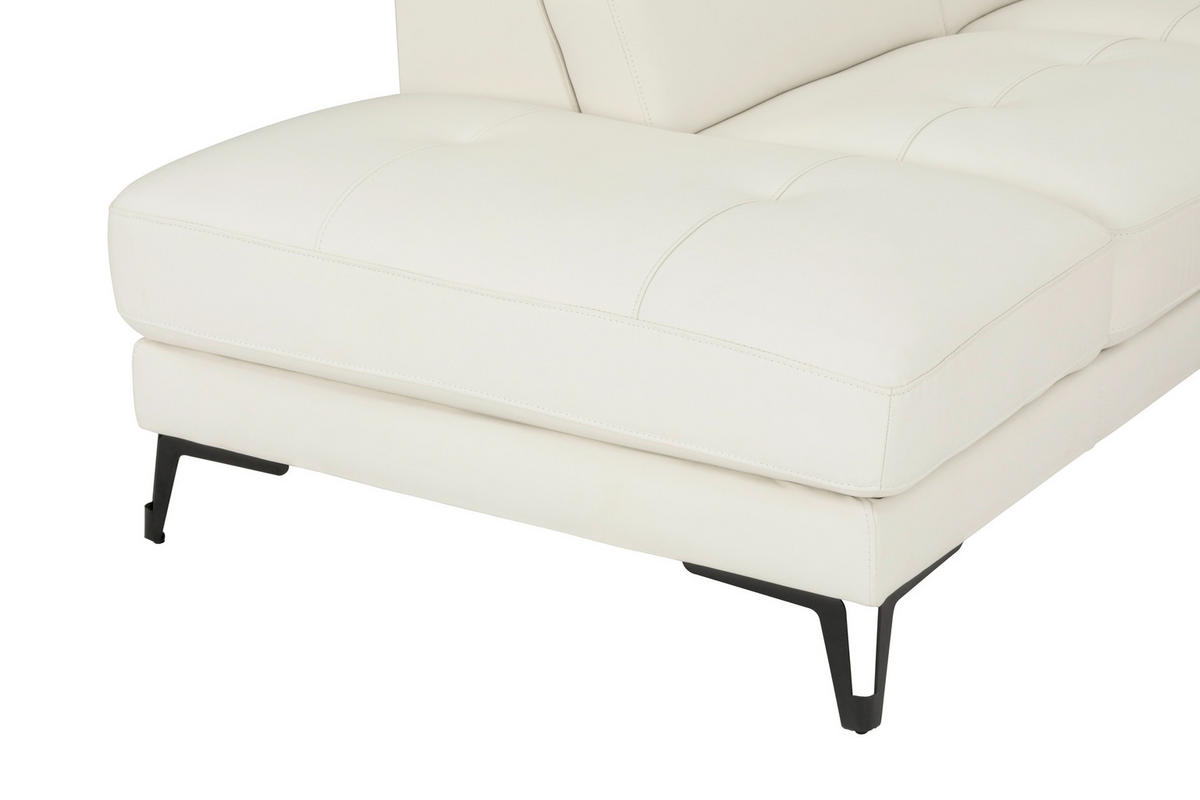 ECKSOFA Weiß Echtleder  - Schwarz/Weiß, MODERN, Leder/Metall (224/287cm) - MID.YOU