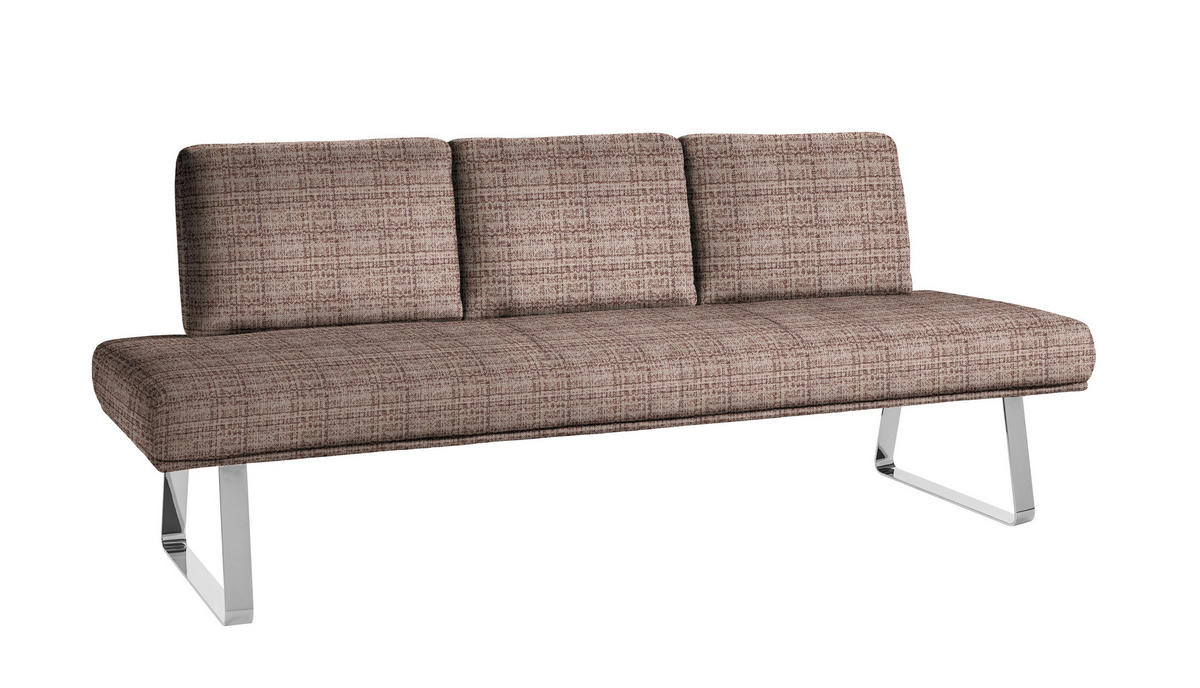 SITZBANK 224/92/78 cm  in Braun, Chromfarben  - Chromfarben/Braun, Design, Textil/Metall (224/92/78cm) - Dieter Knoll