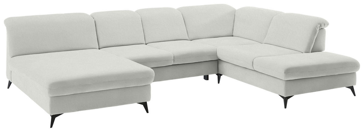 WOHNLANDSCHAFT  in Chenille Beige  - Beige/Schwarz, Design, Textil/Metall (198/369/255cm) - Beldomo Style