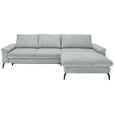 ECKSOFA in Cord, Velours Grau  - Schwarz/Graphitfarben, MODERN, Textil/Metall (180/302cm) - Venda