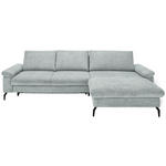 ECKSOFA Grau Cord, Velours  - Schwarz/Graphitfarben, MODERN, Textil/Metall (180/302cm) - Venda