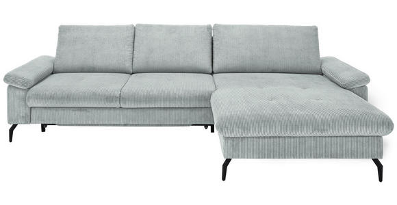 ECKSOFA in Cord, Velours Grau - Schwarz/Graphitfarben, MODERN, Textil/Metall (180/302cm) - Venda