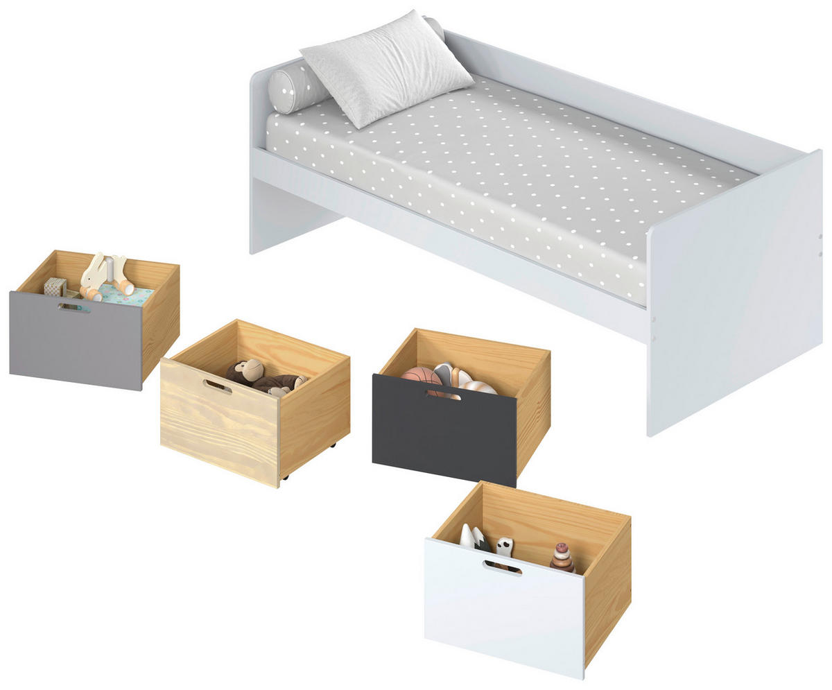 POSTEL S ÚLOŽNÝM PROSTOREM, 90/200 cm, šedá, přírodní barvy, černá - šedá/bílá, Moderní, dřevo/kompozitní dřevo (90/200cm) - MID.YOU