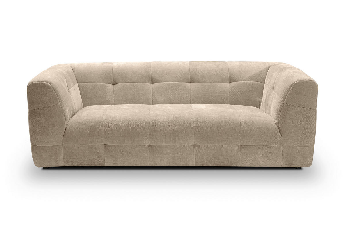 3-SITZER-SOFA TENSO Flachgewebe Beige  - Beige/Schwarz, Basics, Kunststoff/Textil (217/72/96cm) - MID.YOU