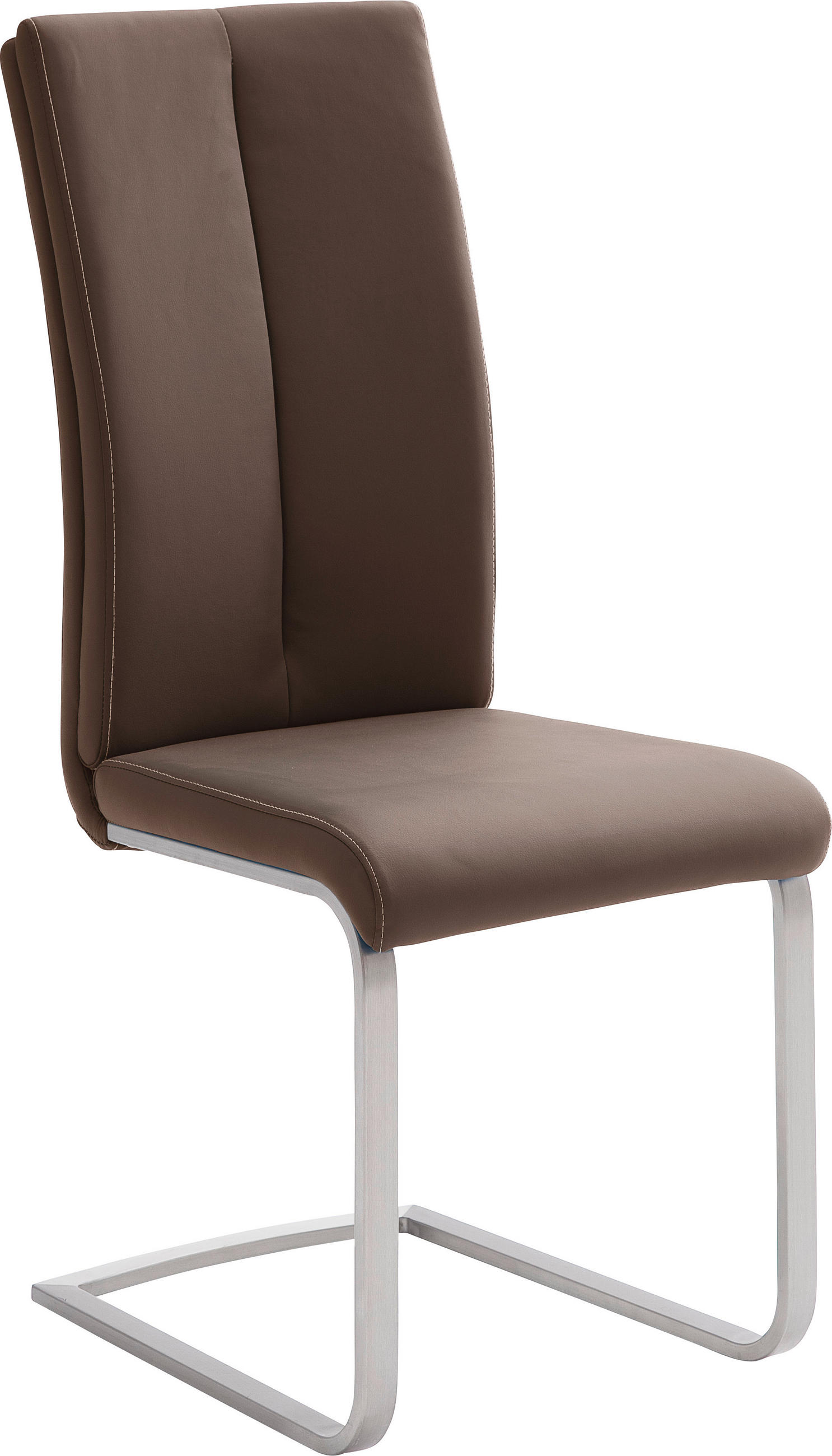 SCHWINGSTUHL  in Edelstahl Lederlook  - Edelstahlfarben/Creme, Design, Textil/Metall (42/104/61cm) - Novel
