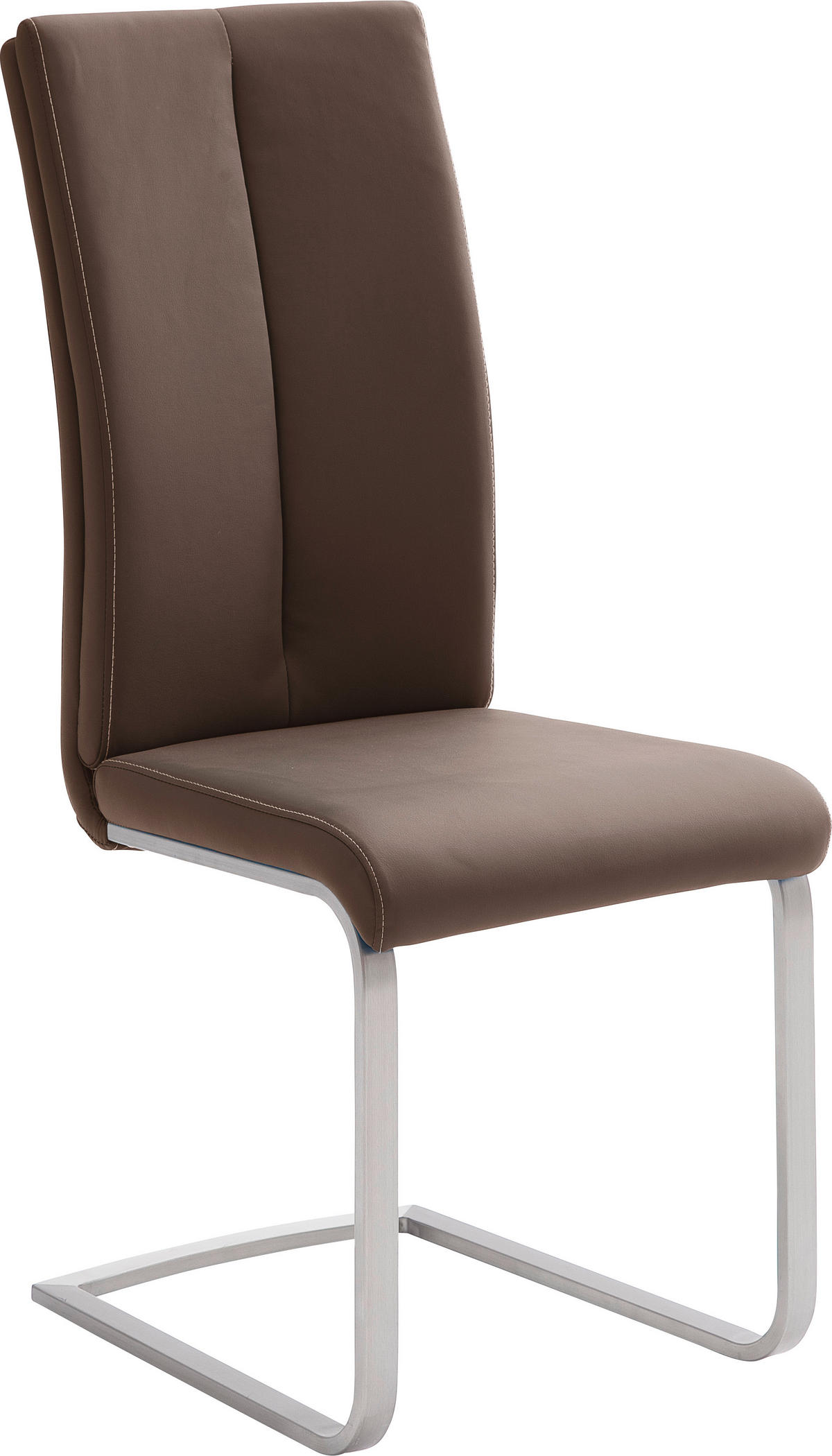 SCHWINGSTUHL  in Edelstahl Lederlook  - Edelstahlfarben/Creme, Design, Textil/Metall (42/104/61cm) - Novel