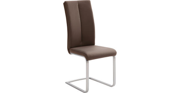SCHWINGSTUHL in Edelstahl Lederlook - Edelstahlfarben/Creme, Design, Textil/Metall (42/104/61cm) - Novel