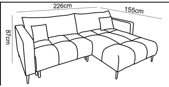 ECKSOFA in Velours Schwarz  - Schwarz, KONVENTIONELL, Textil/Metall (226/155cm) - Carryhome