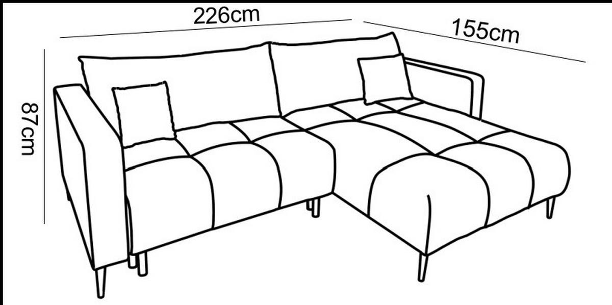 ECKSOFA in Velours Schwarz  - Schwarz, KONVENTIONELL, Textil/Metall (226/155cm) - Carryhome