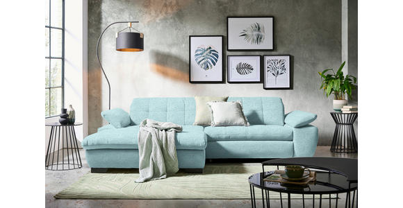 ECKSOFA  in Webstoff Türkis  180/265 cm  - Türkis/Schwarz, Design, Textil/Metall (180/265cm) - Carryhome