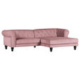 ECKSOFA Rosa Plüsch  - Dunkelbraun/Rosa, Design, Holz/Textil (260/160cm) - Carryhome