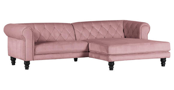 ECKSOFA Rosa Plüsch  - Dunkelbraun/Rosa, Design, Holz/Textil (260/160cm) - Carryhome