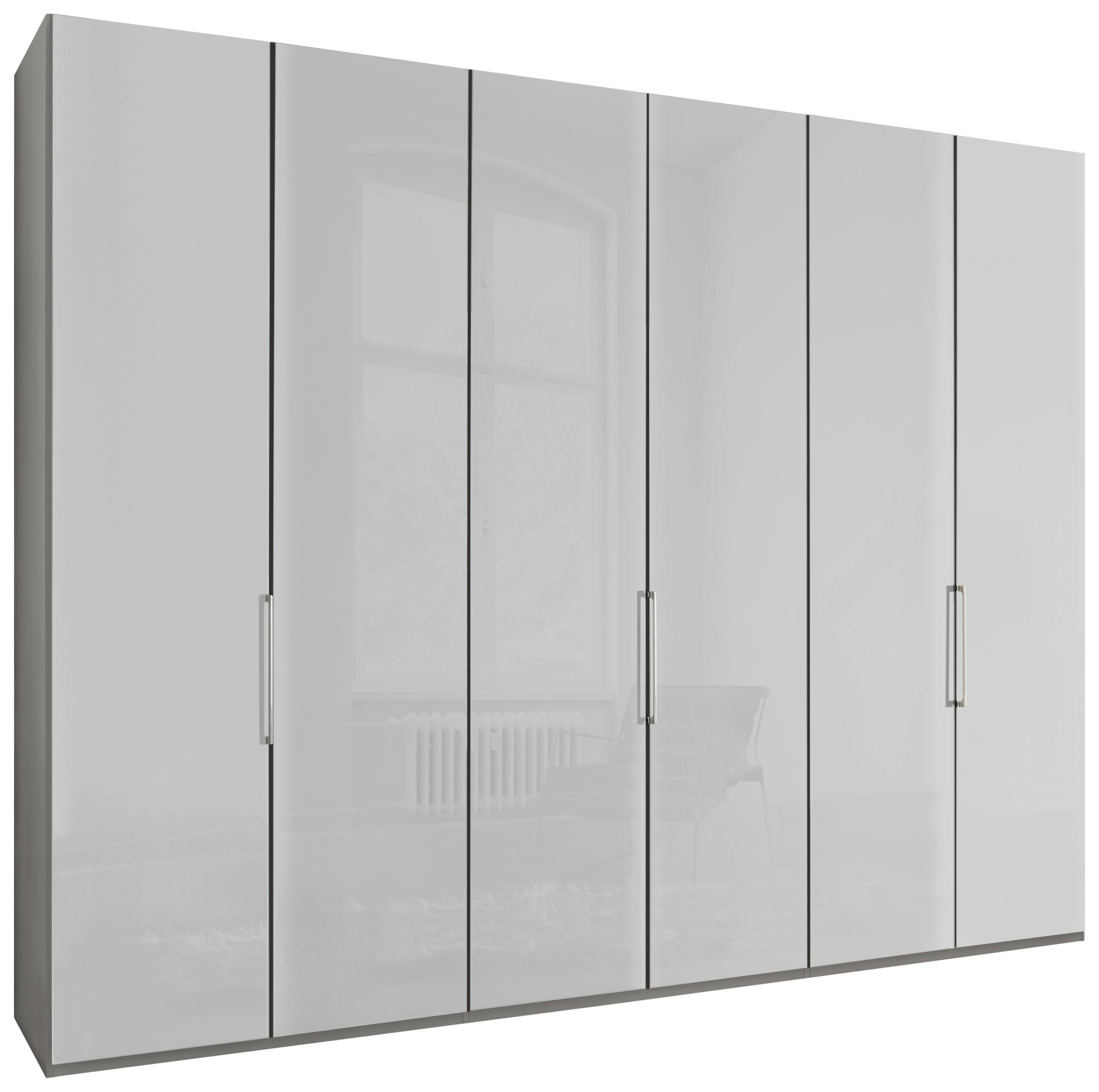 FALTTÜRENSCHRANK in Grau, Weiss  - Chromfarben/Weiss, Konventionell, Glas/Holzwerkstoff (300/216/58cm) - Dieter Knoll