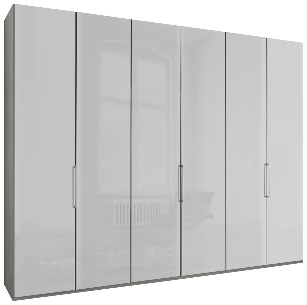 FALTTÜRENSCHRANK in Grau, Weiss  - Chromfarben/Weiss, Konventionell, Glas/Holzwerkstoff (300/216/58cm) - Dieter Knoll