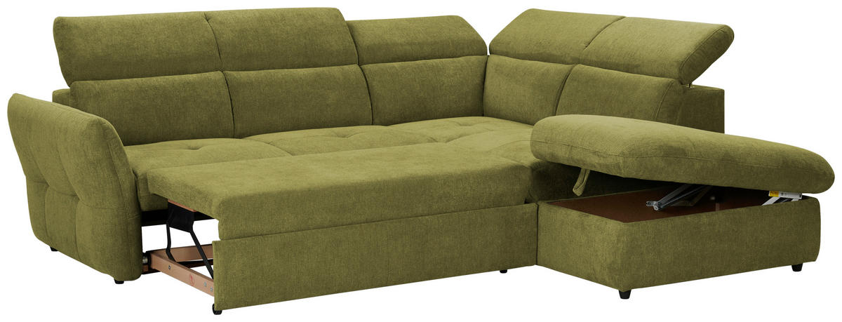 ROHOVÁ SEDACIA SÚPRAVA, textil, zelená - čierna/zelená, Design, textil/plast (254/224cm) - Stylife