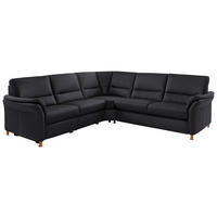 ECKSOFA in Echtleder Anthrazit  - Eichefarben/Anthrazit, Konventionell, Leder/Holz (262/262cm) - Beldomo Premium