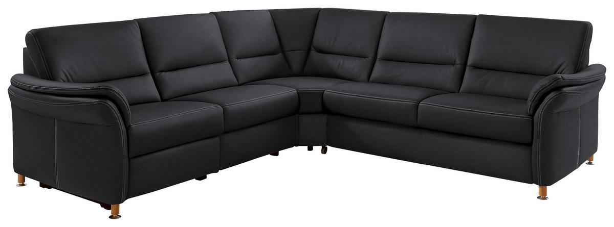 ECKSOFA in Echtleder Anthrazit  - Eichefarben/Anthrazit, Konventionell, Leder/Holz (262/262cm) - Beldomo Premium